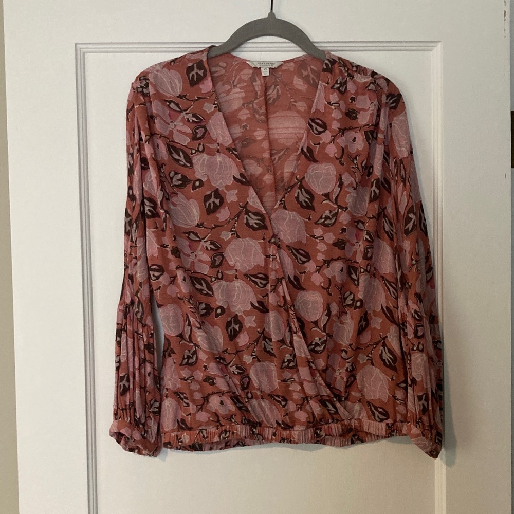 Lucky Brand Pink Floral Wrap BlouseLucky Brand XS Blouse